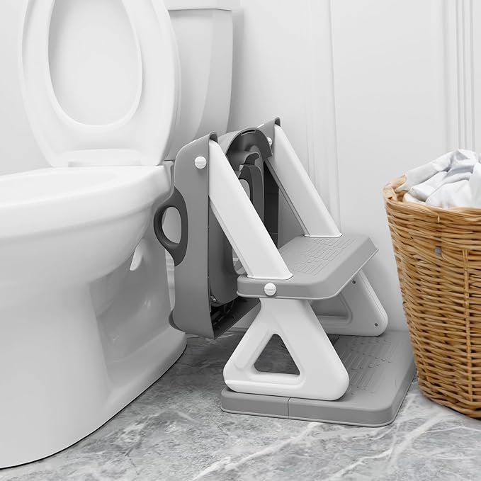 Potty Training Seat with Step Stool Ladder for Kids and Toddler,Wiifo Sturdy Potty Ladder with Soft Padded Cushion for Toddler Boys and Girls(Light Grey) 2026 New Version