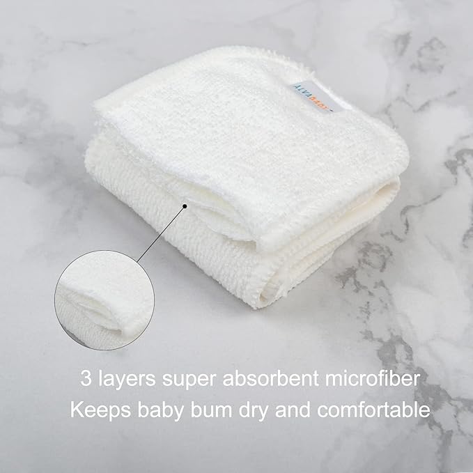 ALVABABY 12PCS Newborn Cloth Diaper Insert,Less Than 12pounds 3-Layer Microfiber Insert 12ST