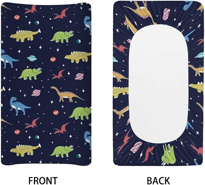 Dinosaur Space Changing Pad Cover Waterproof Nursery Pad Change Cover Stretchy Diaper Changing Mat Cover Fit 32"x16" Contoured Pad