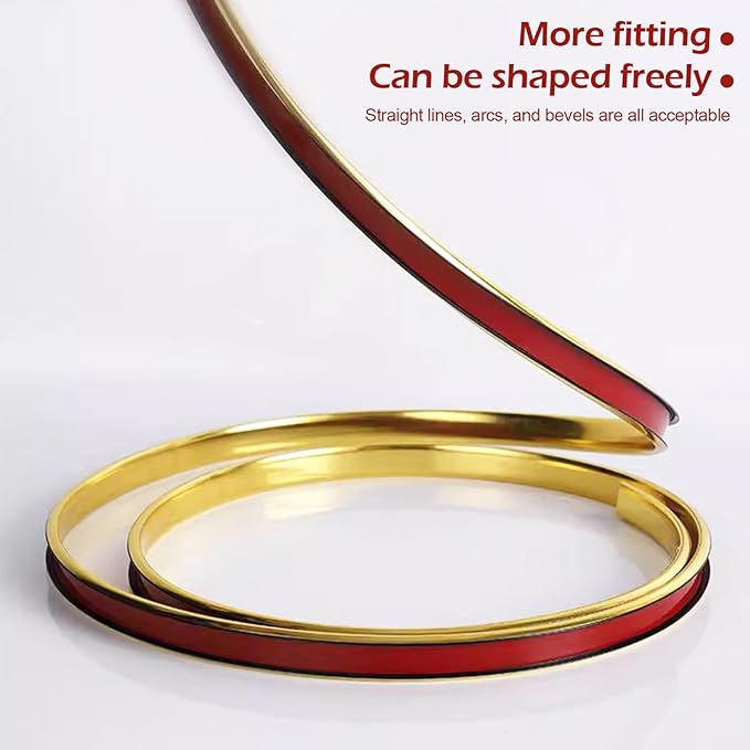 U-Shape Edge Banding, 16.4FT Veneer Edge Banding, PVC Self Adhesiv Furniture Corner Edge Strip Countertop Table Cabinets Chairs Shelves Restoration, 25MM, Gold
