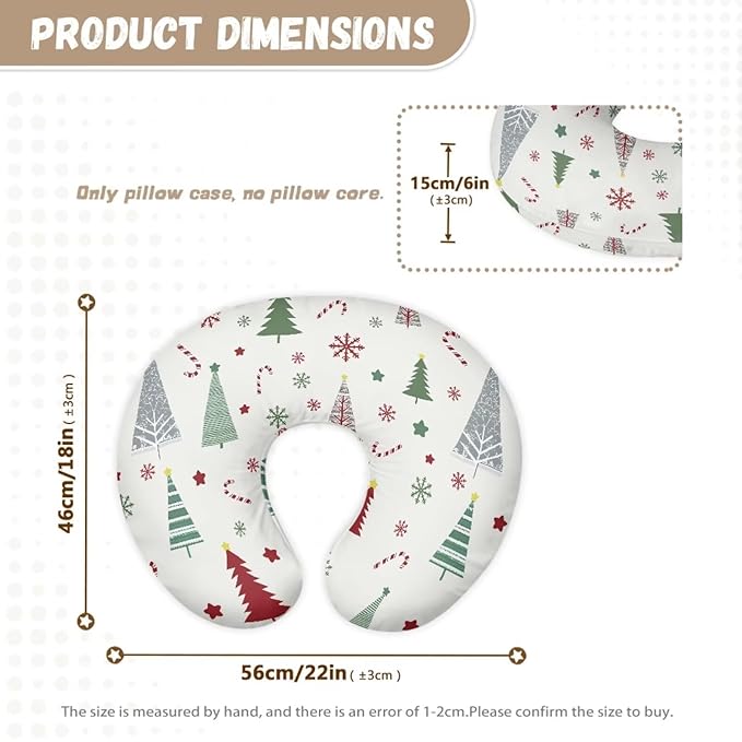 Nursing Pillow Cover, Christmas Decor Xmas Tree Nursing Pillow Slipcovers Ultra-Soft Stretchy Removable Slipcover for Breastfeeding Pillows for Baby Boys Girls