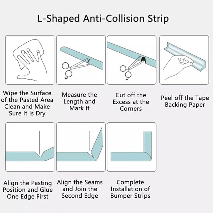 WIGING Foam Safety Strips, L Type Safety Edge Protection Strip, Self-Adhesive Children Anti Collision Strip, Table Corners Cushion Bumper for Furniture Desk Worktop (Color : White, Size : 6m/19.68ft)
