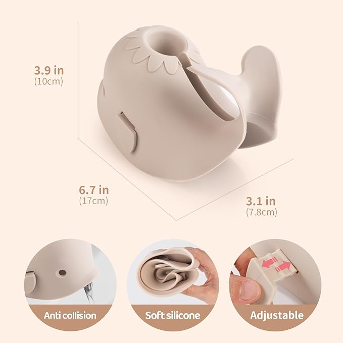Faucet Cover Bathtub Baby Spout Cover Soft,Bath Faucet Cover for Baby's and Kid's Safety (Whale Grayish Beige)
