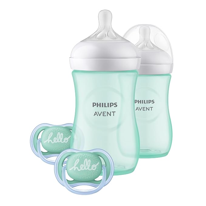 Philips AVENT Natural Baby Bottle with Natural Response Nipple, Teal Baby Gift Set, SCD837/02