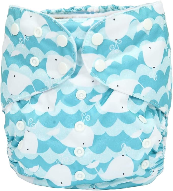 2 to 7 Years Old Junior Big Cloth Diaper Nappy Pocket Washable Baby Toddler (Sea Whale)