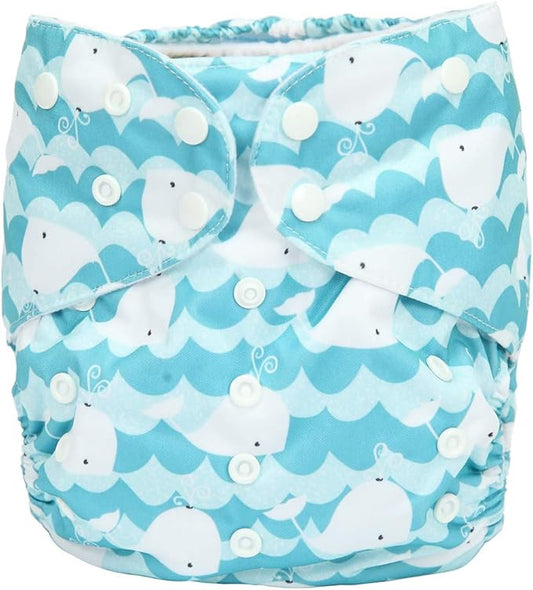 2 to 7 Years Old Junior Big Cloth Diaper Nappy Pocket Washable Baby Toddler (Sea Whale)