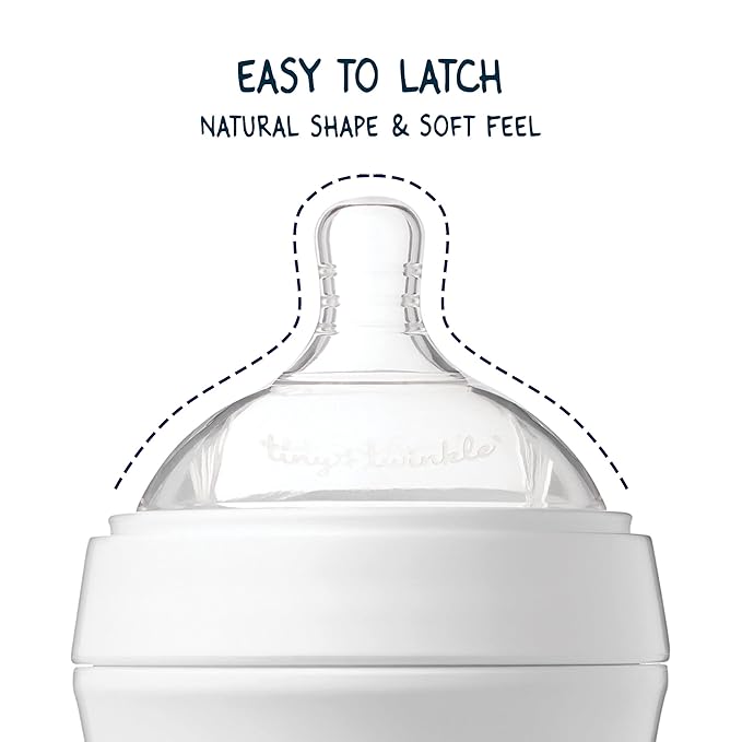 Tiny Twinkle Silicone Baby Bottle Nipples - Bisphenol A-Free, Phthalate-Free Baby Bottle-Feeding Supplies, Soft, Easy to Latch Nipples for Baby Bottles, 2 Pack, Fast Flow (6-9 Months)