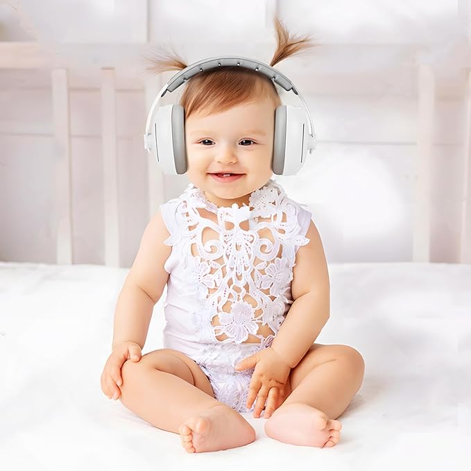 PandaEar Baby Ear Protection, Noise Cancelling Headphones for Babies with Adjustable Headband Noise Reduction Earmuffs for Infant and Toddlers 0-36 Months(Gray)