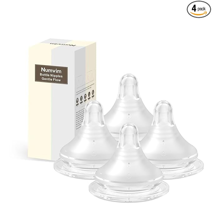 Silicone Bottle Nipple with Latch-On Point, Gentle Flow, Natural Feel (3m+, M, 4 Counts)