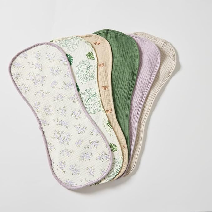 Baby Unisex Muslin Burp Cloths 6-Pack, Ultra Absorbent and Soft, 100% Cotton, Safe & Gentle Baby Burp Cloths for Boys & Girls - Multi
