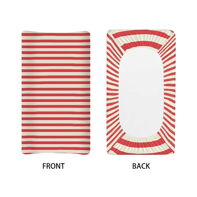 Red Stripe Changing Pad Cover for Baby Christmas Baby Diaper Change Table Pad Covers Soft Cradle Mattress Sheets Christmas Decor for Nursery