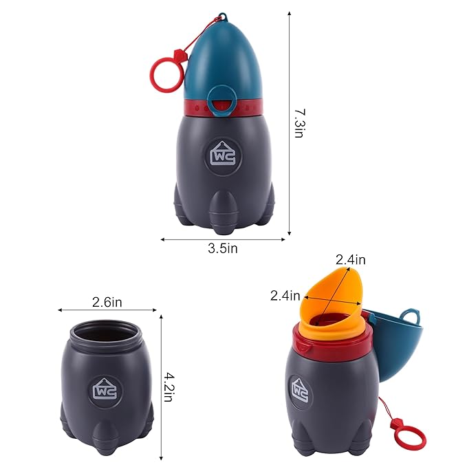 Portable Potty for Kids – Leak-Proof Rocket Travel Urinal for Boys & Girls, Lightweight Road Trip Essential for Car, Camping, Potty Training, Easy-Clean Reusable Pot(Deep Blue)