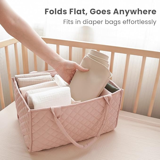 Konssy Faux Leather Baby Changing Mat, Waterproof, Wipeable & Portable Diaper Changing Pad for Travel or Home, Fits Perfectly in Diaper Bag, 30 x 17 inche (Blush,Beige)