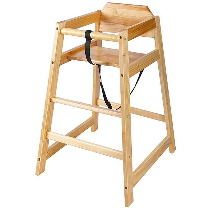 2 Pack Wooden High Chairs for Babies and Toddlers, Restaurant-Style Stackable High Chair with Commercial Grade Solid Wood for Dining Table & Kitchen, Easy to Clean Baby Booster Seat -Natural
