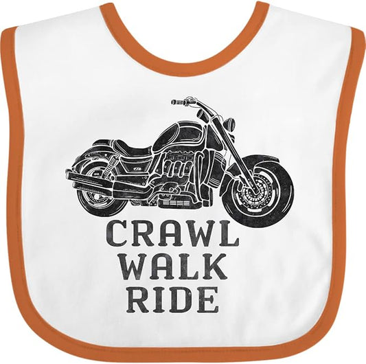 inktastic Crawl Walk Ride Motorcycle Baby Bib