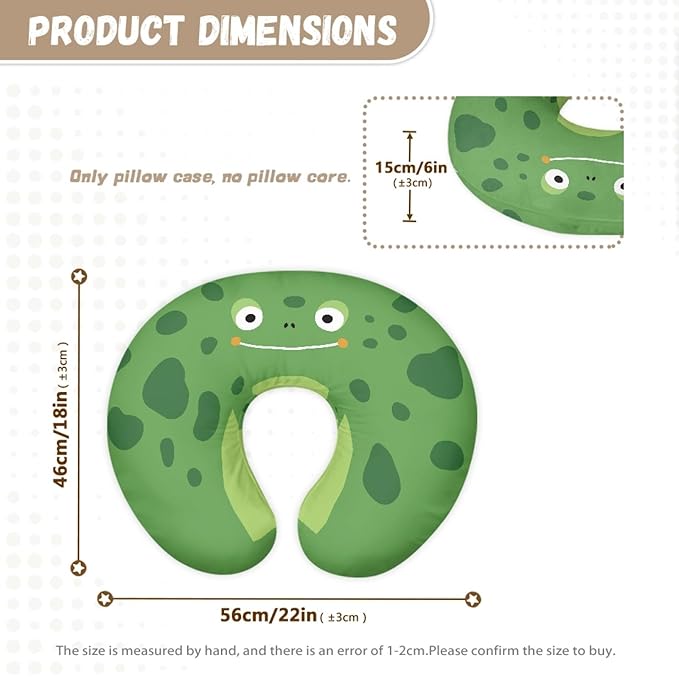 Forchrinse Cartoon Frog Nursing Pillow Cover for Baby Boys Girls,Soft Stretch Nursing Pillows Slipcover Soft Breastfeeding Nursing Pillow Slipcovers for Breastfeeding Moms