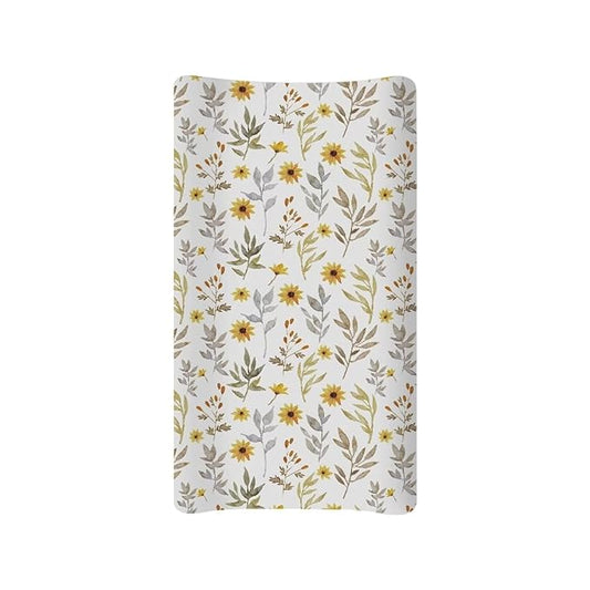 Microfiber Diaper Changing Table Sheets for Infants and Toddles Sunflower Green Leaves Baby Changing Pad Cover Soft Breathable