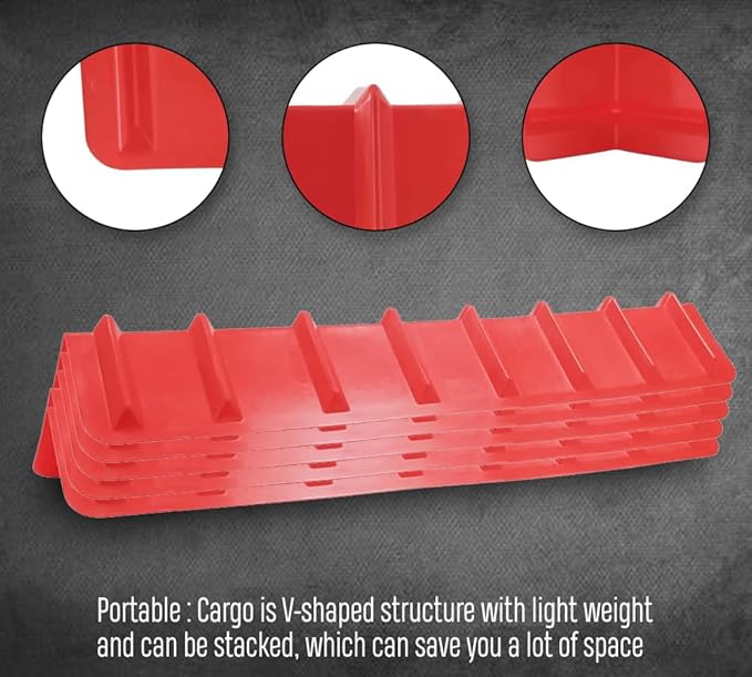 Mytee Products (10 Pack) 8"x8"x48" Red Flatbed Corner Protector - V Shaped Edge Guard for Tie-Down Winch & Ratchet Straps - Plastic Corner Protector for Flatbed Trailer Cargo Load