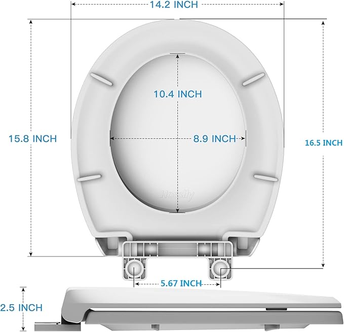 Round Toilet Seat with Slow Soft Close, Durable Toilet Seat Round, Never Loosens, Easy Clean and Install, White Toilet Seat Fit for Round Toilets