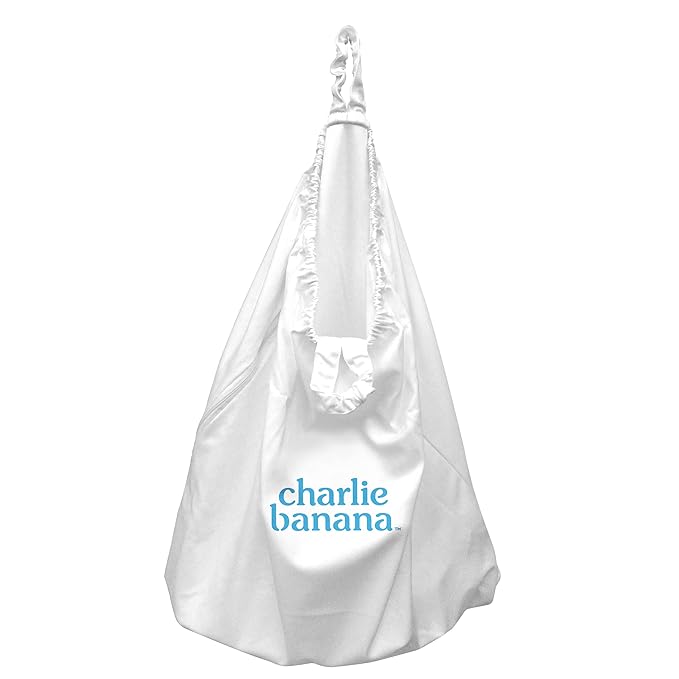 Charlie Banana Reusable and Washable Cloth Diaper Wet Bag, Waterproof Hanging Diaper Pail and Laundry Bag, White
