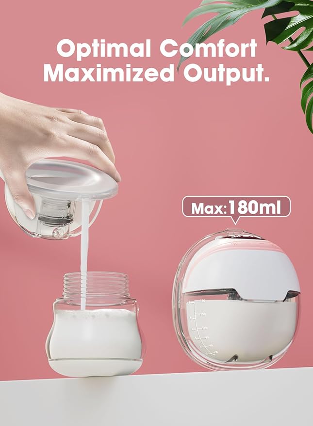 Hands-Free Wearable Electric Breast Pump, 3 Modes &15 Levels,320mmHg Strong Suction,Double-Sealed Leak-Proof Flange for Baby-Like Comfort,18/20/22/24mm Adjustable Flange, Pink 2-Pack Breast Pump Set