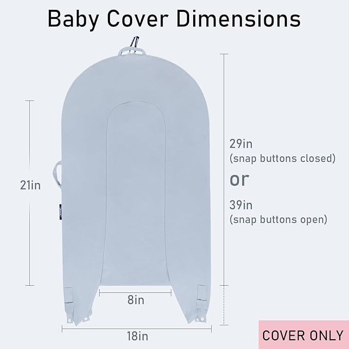 Organic Replacement Cover with Waterproof Pad | Premium Quality Spare Cover Certified Organic Cotton | [Fits Dockatot Deluxe + Docks] (Cover Only) (Alice Blue, Waterproof Organic Cotton)