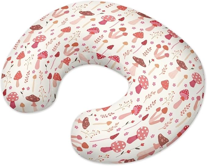 Nursing Pillow Cover for Breastfeeding Pillow,Removable Breastfeeding Pillows Covers,Ultra-Soft Slipcover for Baby Nursing Pillow, Fits Newborn Feeding Pillow,Mushrooms (Cover Only)