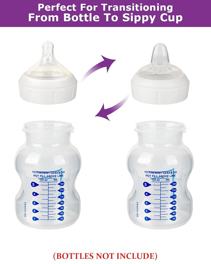 Sippy Nipple for Dr. Brown's Wide-Neck Baby Bottles and Sippy Spout Bottles,Variable Flow, Silicone Conversion Nipples,6+ Months,4 Count