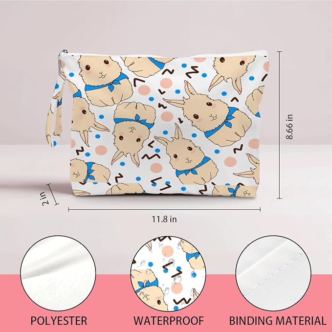 Wet Dry Bag, Wet Bag for Swimsuit, Diaper Sunscreen Large Zipper Pouch Waterproof Pouch, Beach Bags for Women, Gifts for Ladies Girls Friends Colleagues and Sisters, Q-version Rabbit Head Pattern