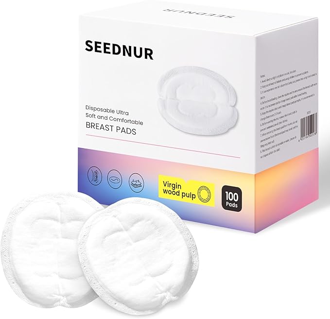 Disposable Nursing Pads, Breast Pads for Leaking Milk 100 Count, 0.04cm Ultra-Thin, Ultra-Absorbent, No Shedding, Individually, Soft & Breathable Nipple Pads Breastfeeding Essentials for Moms