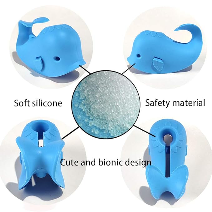 Faucet Cover Bathtub Baby Whale Spout Cover Soft and Safety for Kids Blue