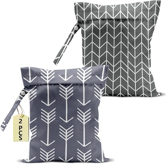 2Pcs Arrow Print Wet Bags, Wet Dry Bag Reusable Zipper Pouch for Swimsuit, Diapers, Travel, Pool, Beach, Dirty Yoga Gym Clothes, Toiletries, Waterproof Birthday Christmas Gifts