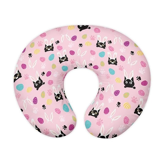 Black Cat Rabbit and Easter Egg Nursing Pillow Cover for Baby Boy Girl Breastfeeding Slipcover Infant Newborn Nursery Bottle Pillowcase Stretchy Replaceable Pillow Cover Slipcover