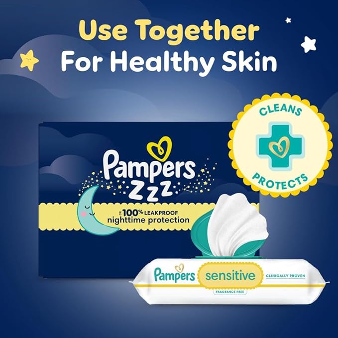 Pampers ZZZ Overnight Diapers, Size 3 (16-28 lbs), 66 Count, Nighttime Protection Disposable Baby Diaper, Night Time Leak and Skin Protection
