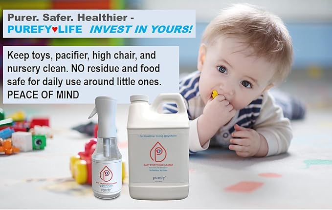 PUREFY Baby Everything Cleaner (68oz) Hypoallergenic. No Residue. Unscented. No Rinse. Baby Safe cleaner for Toys, Pacifier, High Chair, and Nursery.