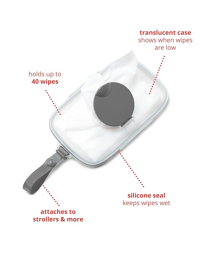 Skip Hop On-The-Go Wipes Dispenser and Silicone Pacifier Holder Bundle, Grey