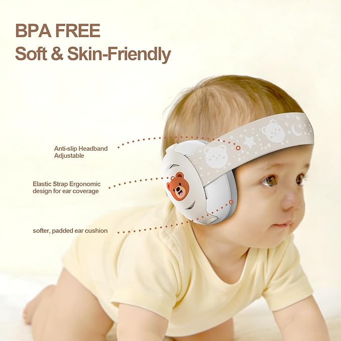 Floriogra Baby Headphones for Noise, Baby Ear Protection for Babies and Toddlers 0-36 Months - Adjustable Babies Noise Cancelling Headphones -Infant Ear Protection Earmuffs Against Hearing Damage