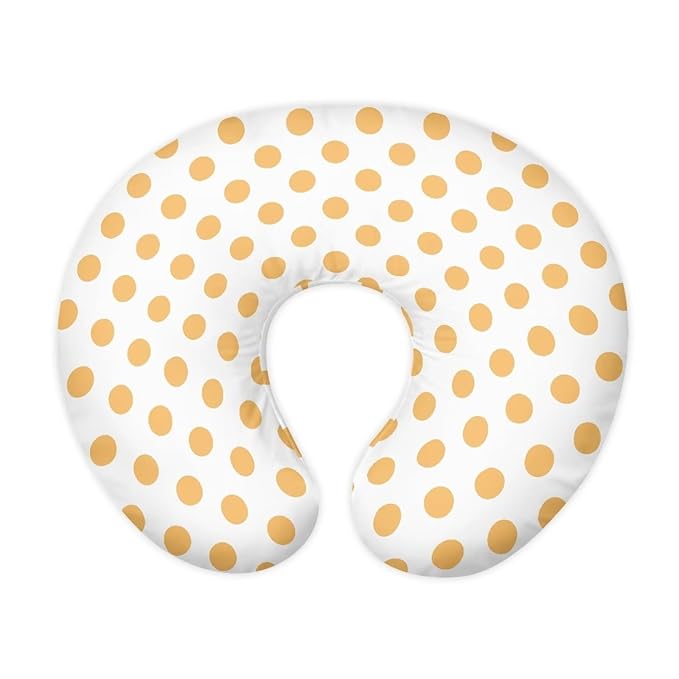 Yellow Dots Nursing Pillow Cover, Stretchy Soft Fabric Removable Covers for Breastfeeding Pillows Safely Fits On Standard Infant Nursing Pillows