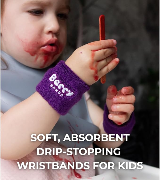 Drip-Stopping Wristbands for Kids (6M+) | Reusable, Organic Cotton, Absorbent Wristbands for Mess-Free Eating | Toddler & Baby Feeding Essentials