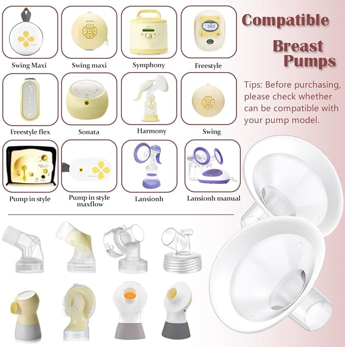 2pcs 17mm Soft Rim Flanges with 106 Degree Wider Opening Angle for Medela Breast Pump, PersonalFit, Freestyle, Maxflow, Freestyle Flex Swing Maxi Connector, Lansinoh Signature Pro