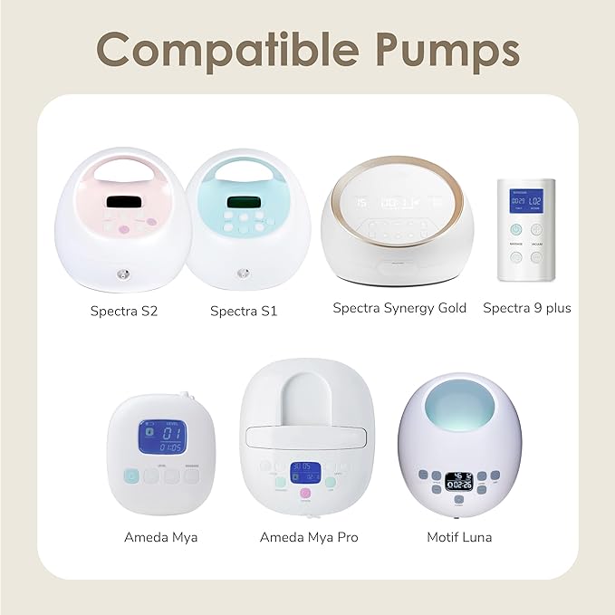 Maymom Pump Parts Compatible with Spectra S1 S2 9 Plus Accessories, Base Connectors, Bottles, Nipples, Dome Caps, Duckbill Valves, Backflow Protectors and Tubing, Not Original Spectra Parts