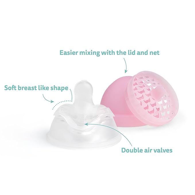 Herobility Anti-Colic Baby Bottles 5 fl oz/140ml- Pack of 4 Newborn Baby Bottles, Slow Flow Plastic Bottles, Breast-Shaped Teat for Breastfed Babies – Multicolor – White, Gray, Pink, Hawthorn Rose