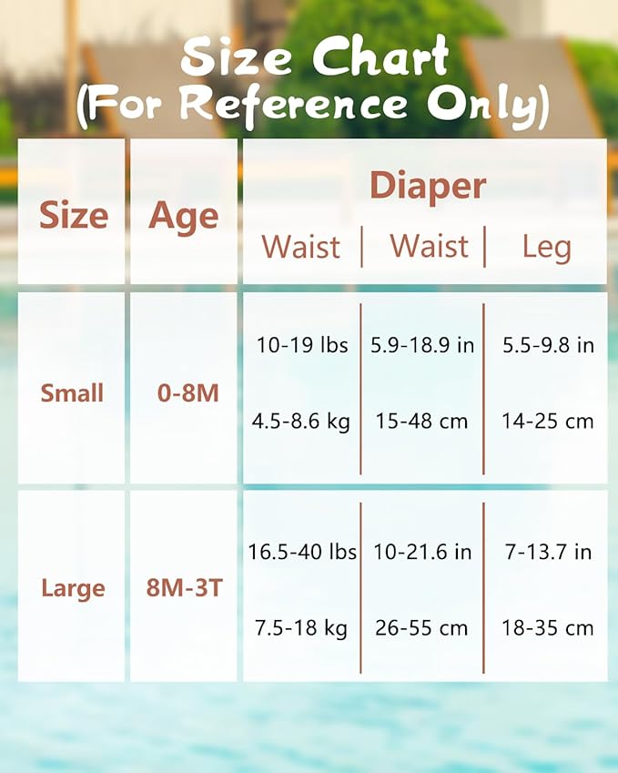Babygoal Swim Diapers 3 Pack for 0-8M Newborn and Baby, Reusable Adjustable Washable for Swimming Lessons