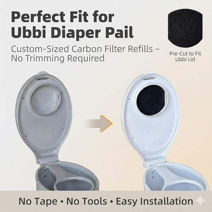 8 Pack Diaper Pail Deodorizer Refills Compatible with Ubbi Diaper Pail, Activated Charcoal Odor Absorbing Carbon Filters for Baby Diaper Trash Can, Helps Control Odors & Keep Home Fresh