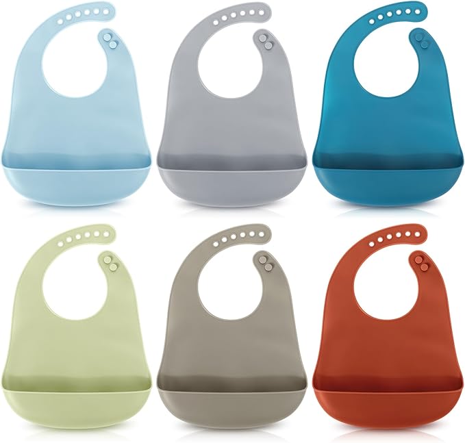 Mepase Silicone Bibs for Babies Waterproof Silicone Bibs Soft Adjustable Baby Feeding Unisex Kid Eating Supplies