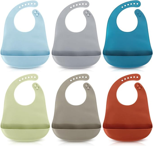 Mepase Silicone Bibs for Babies Waterproof Silicone Bibs Soft Adjustable Baby Feeding Unisex Kid Eating Supplies