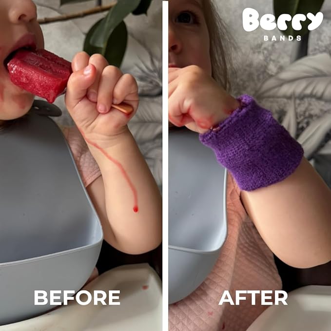 Drip-Stopping Wristbands for Kids (6M+) | Reusable, Organic Cotton, Absorbent Wristbands for Mess-Free Eating | Toddler & Baby Feeding Essentials