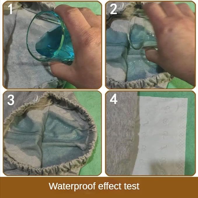 Waterproof Diaper Pants for The Elderly, Leak-Proof Long Pants, Washable Cotton, Adult Urine Pads,Paralyzed, Bedridden Men Women (Blue,L)