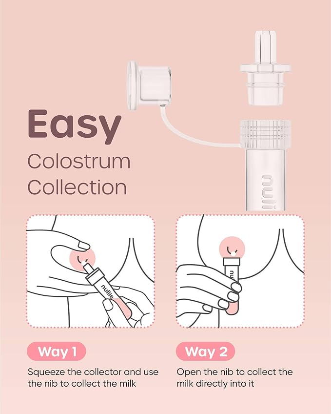Nuliie Colostrum Collector Kit 7ml/8pcs, Leakproof, Reusable Breast Milk Collector, Heat & Freezer Resistant, BPA-Free, With Cotton Cloth Wipe, Storage Case, Cleaning Brush - Ready-to-Use for Newborns