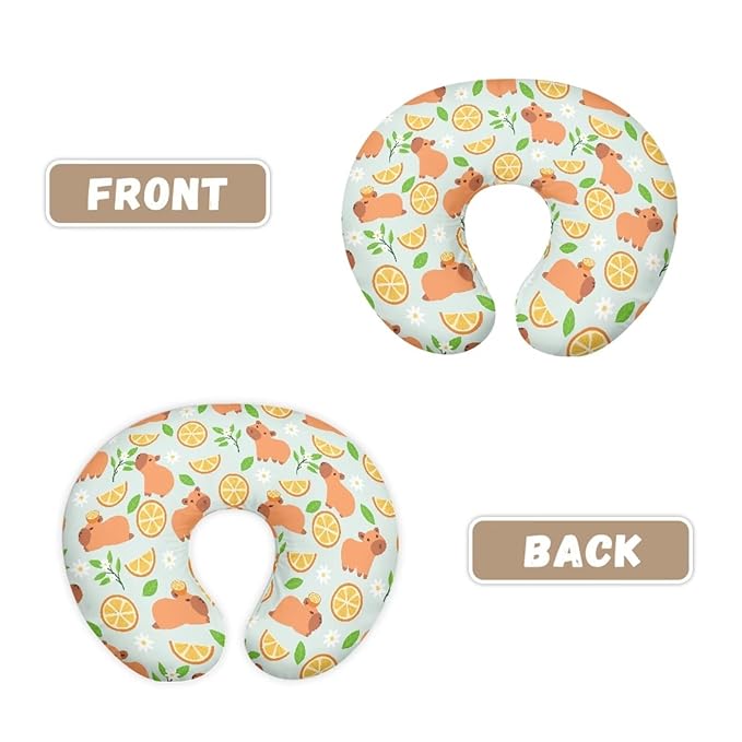 Jeiento Lemon and Capybara Nursing Pillow Covers Soft Slipcovers for Breastfeeding Pillows Comfortable Soft Feeding Pillow Slipcovers Fit Standard Infant Nursing Pillow